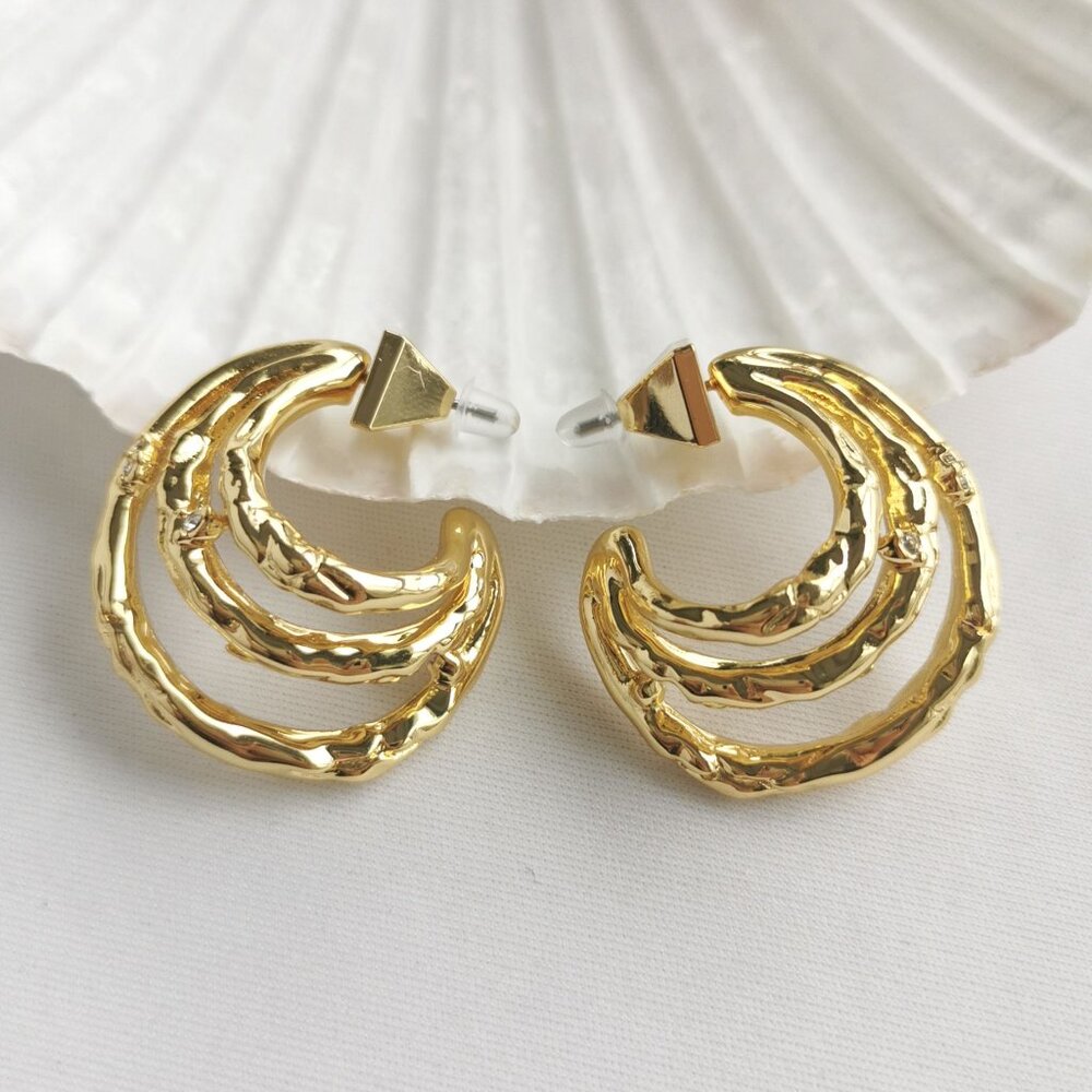Alexis Bittar Brut Thorn Orbit Hoop Earrings in Gold Crystal